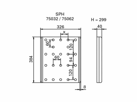 Gavelsats SPH 50 hor. 120 vert. - Rockinger ROE75062