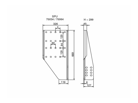 Gavelsats SPU 60 hor. 120 vert. - Rockinger ROE75034