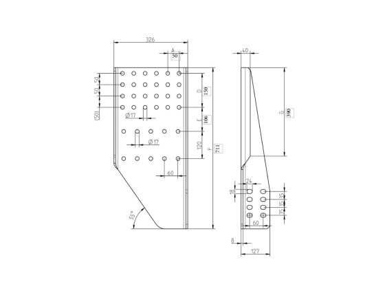 Gavelsats SPU 50 hor. 100 vert. - Rockinger ROE75090 Actros