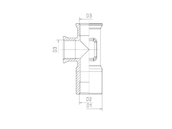 Raufoss T-stycke M16x1,5 utv.- 2xM16x1,5 Inv m/kontramutter - 7980 (7858/7746)
