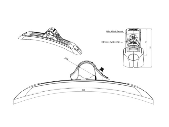 Parlok skärmfäste justerbart Ø42 plast