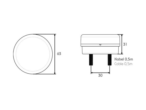 Proplast,PRO-MINI-RING, Ø63mm,Taklampa,12/24V, 0,5m, ASS3