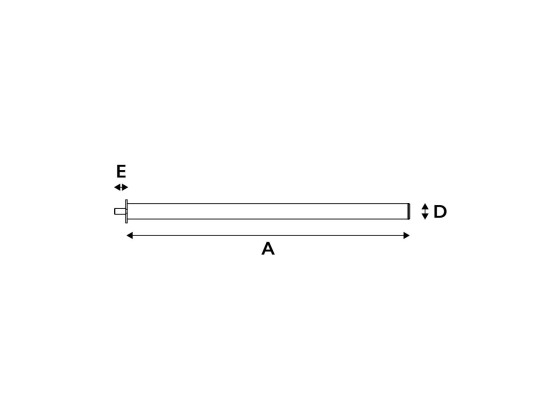 Parlok skärmstag, Ø42mm, L=700mm, rak, ändfäste