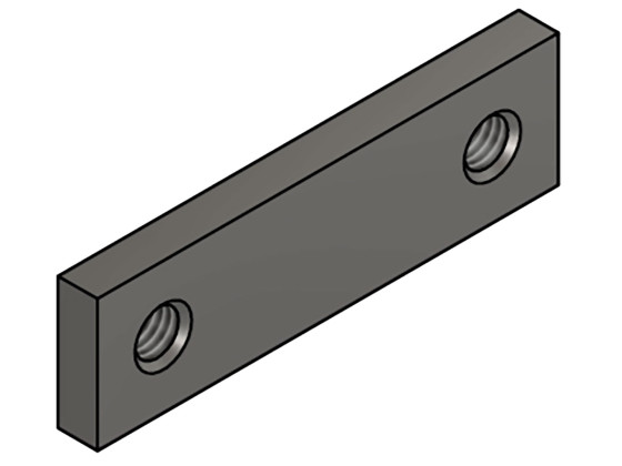 Gängad platta 70x20mm cc50mm M8x2 rostfri