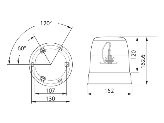 Dasteri Rotorljus planmonterad 9-33V