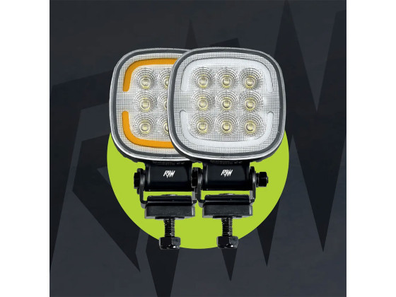 RAW DUO Arbetslampa m/varselljus 103mm