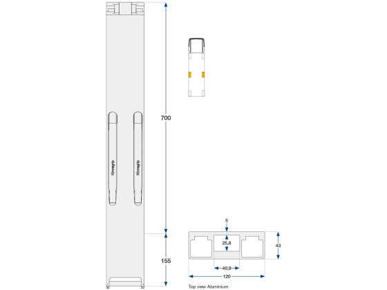 Sidestolpe alu 700mm K30