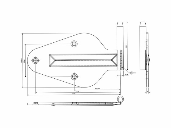 Gångjärnsplatta m/tapp höger Elzink