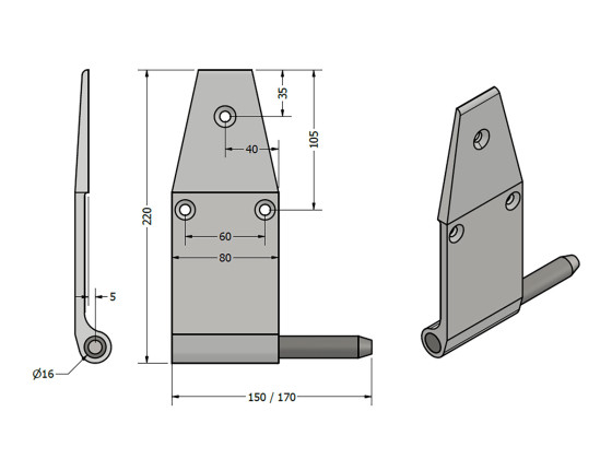 Gångjärn vänster 150mm
