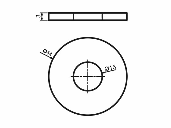 Skiva rostfri A4 Ø44x15x3 mm