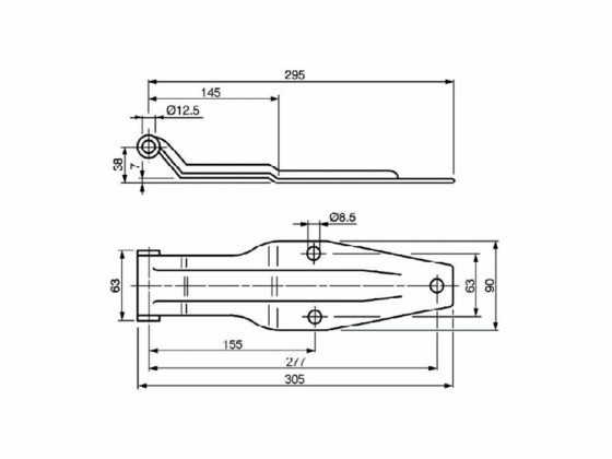 Hængsel 295mm zinkgalv