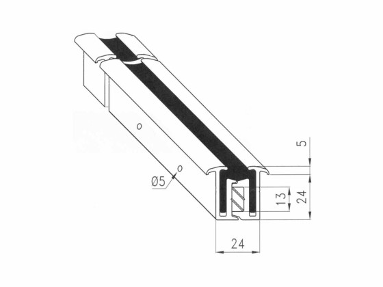 Gångjärn 2400x24mm Polial