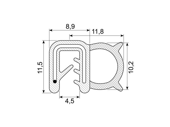 Klämprofil for BevoBox alu 2mm