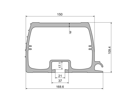 Underkörningsprofil 2.400mm förstärkt anod.