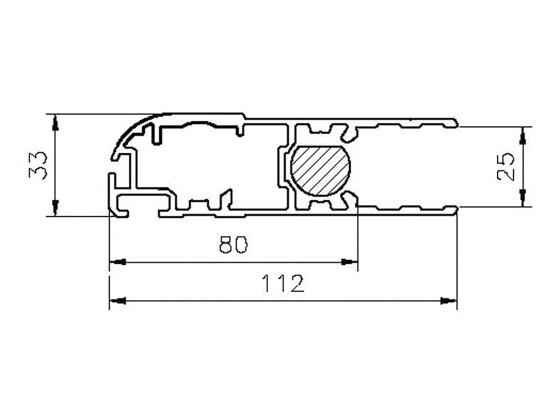 Dörrprofil f/gummi 6300mm inv 25,5mm eloxerad