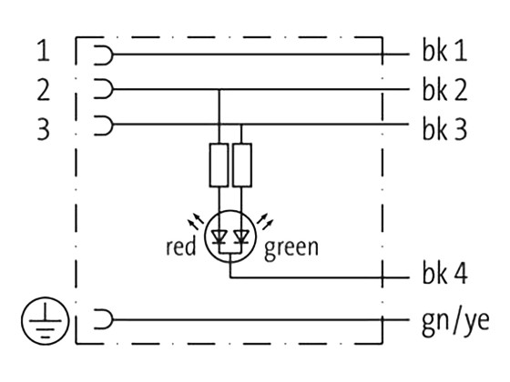 Hirschmann kontakt m. 3m grå kabel 2 dioder