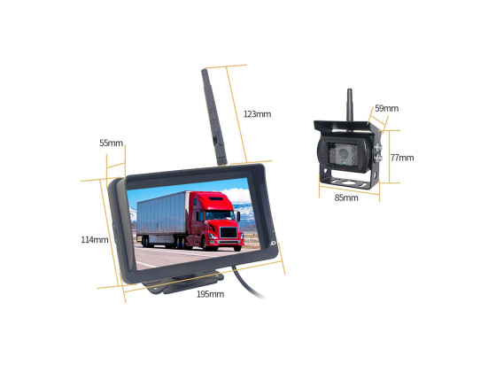 Bevocam 7" skärm/2 kameror AHD trådlös touch funktion u/slutare - CM-718MDW-HD+AC-301MDW-HD