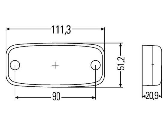 HELLA Markeringslampa LED Orange m/reflex, 12 Volt, 0.5m