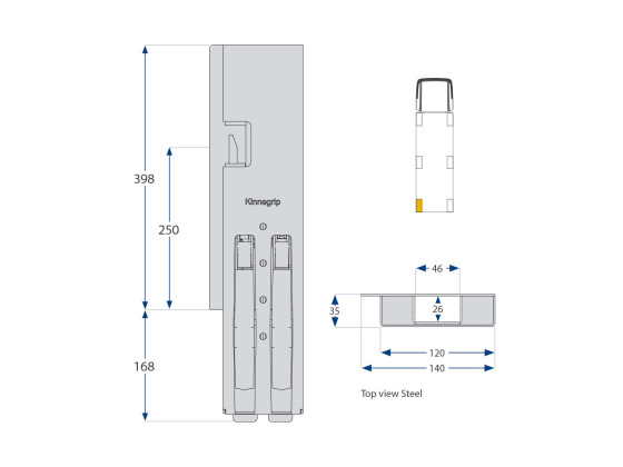 Bakstolpe K5 400mm bred enkel vänster grundmålad - Kinnegrip 504701