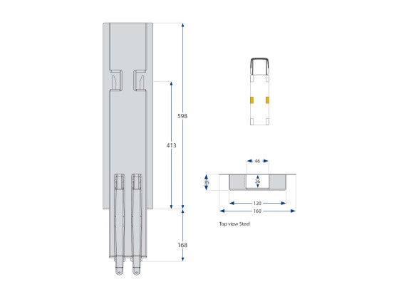 Sidostolpe K5 600mm grundmålad - Kinnegrip 506201