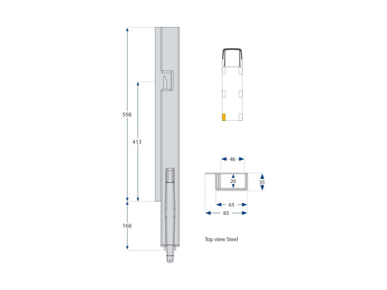 Bakstolpe K5 600 smal vänster grundmålad - Kinnegrip 506501