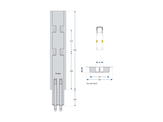 Sidostolpe K5 800mm grundmålad 2-port - Kinnegrip 508261