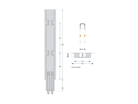 Sidostolpe K5 1000mm grundmålad - Kinnegrip 510201