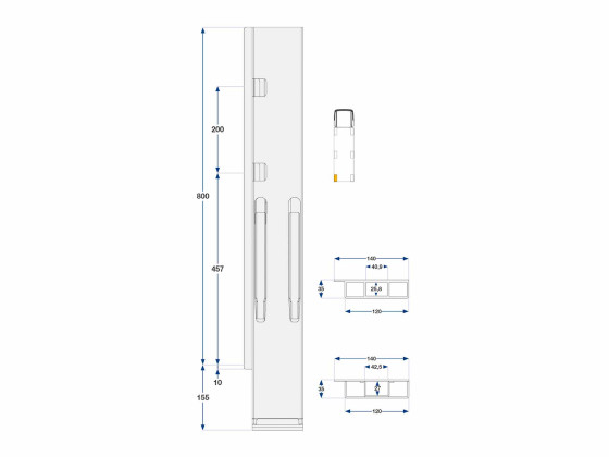 Kinnegrip K20 bakstolpe vänster 800mm be alu 2p