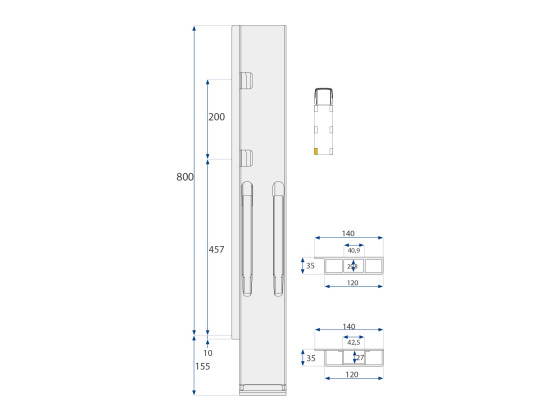 Bagstolpe K20 800mm microgalv BE venstre