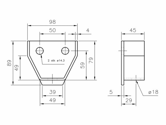 Konsol 98x89mm Volvo galvad