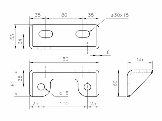 Konsol 150x55mm MAN 2000 galvad
