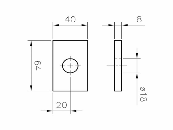 Skiva för gum.kloss 64x40m galvad