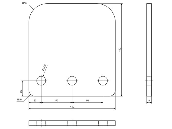Fäste 140x150mm Scania/Volvo rå