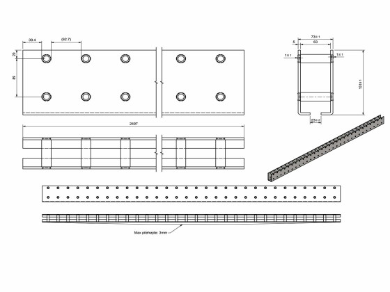 Stak- och surringslåda, 2497mm rå