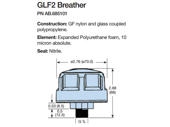 Andningsfilter för GLF filter - Passer till filter 572030, 572031, 572032, 572034 og 574050 - Parker AB685101