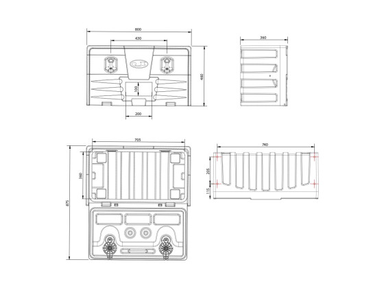Verktygslåda L80plast LxHxD: 800/460/480 - JBZ800-50045