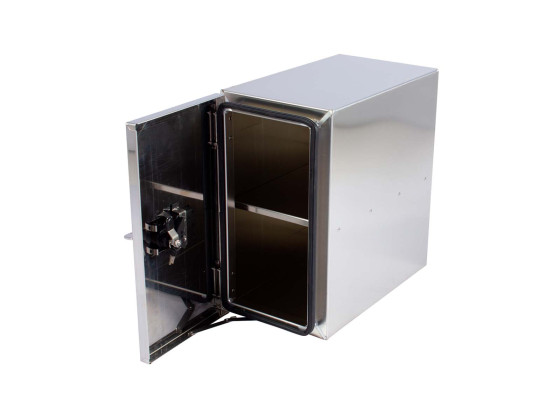 BevoBox rostfri verktygslåda sidohängd lucka m/hylla - L330xH600xD600