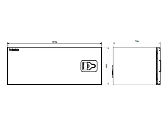 BevoBox rostfri sidohängd lucka L1000xH400xD500