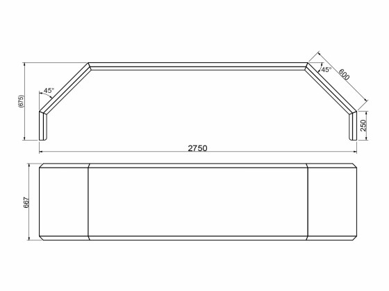 Skjerm boggi RF blank 670x2750mm