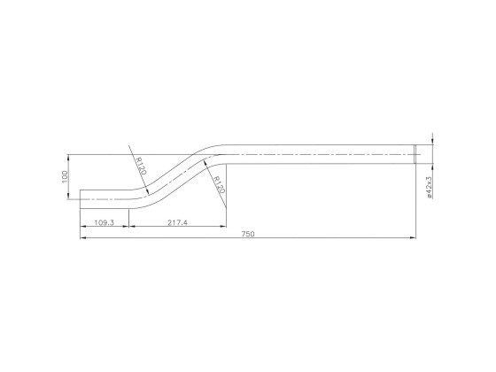 Skärmstag böjd cc/100xL750 ø42mm galvad