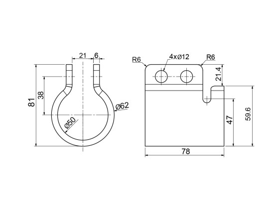 Konsol för skärmhållare, obehandlad Ø48mm