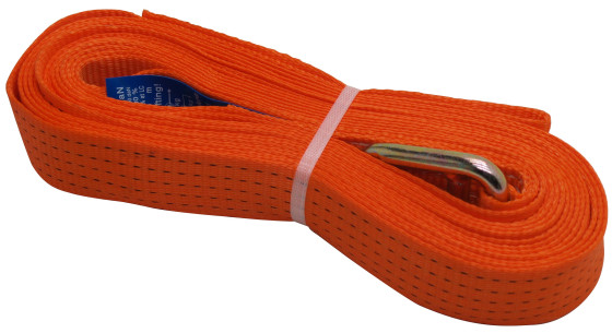 Spännband orange 10m med triangel och ögla 5 ton