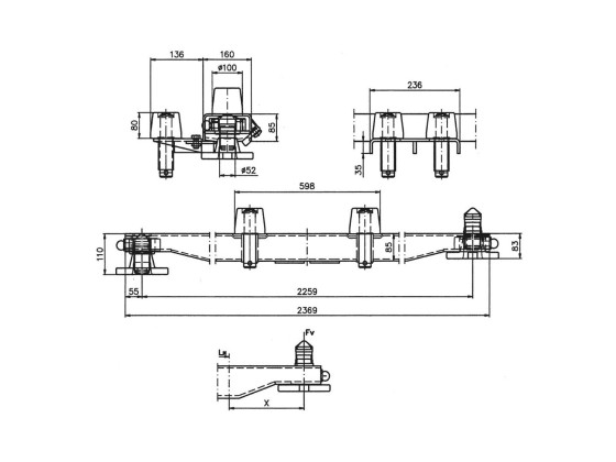 Containerbanke m/holder och 2 ruller H:85mm rå - Schneider 410.078.500