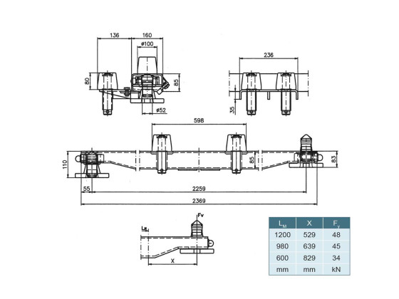 Containerbanke m/holder och 2 ruller H:85mm rå - Schneider 410.078.500