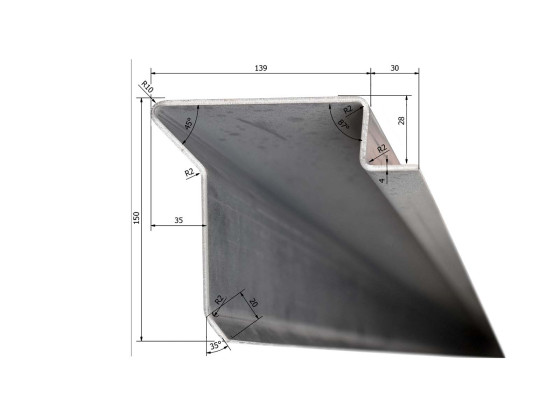 Flakkantprofil 4x28mm x7m rå