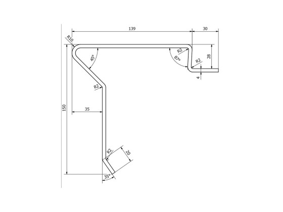 Flakkantprofil 4x28mm x7m rå