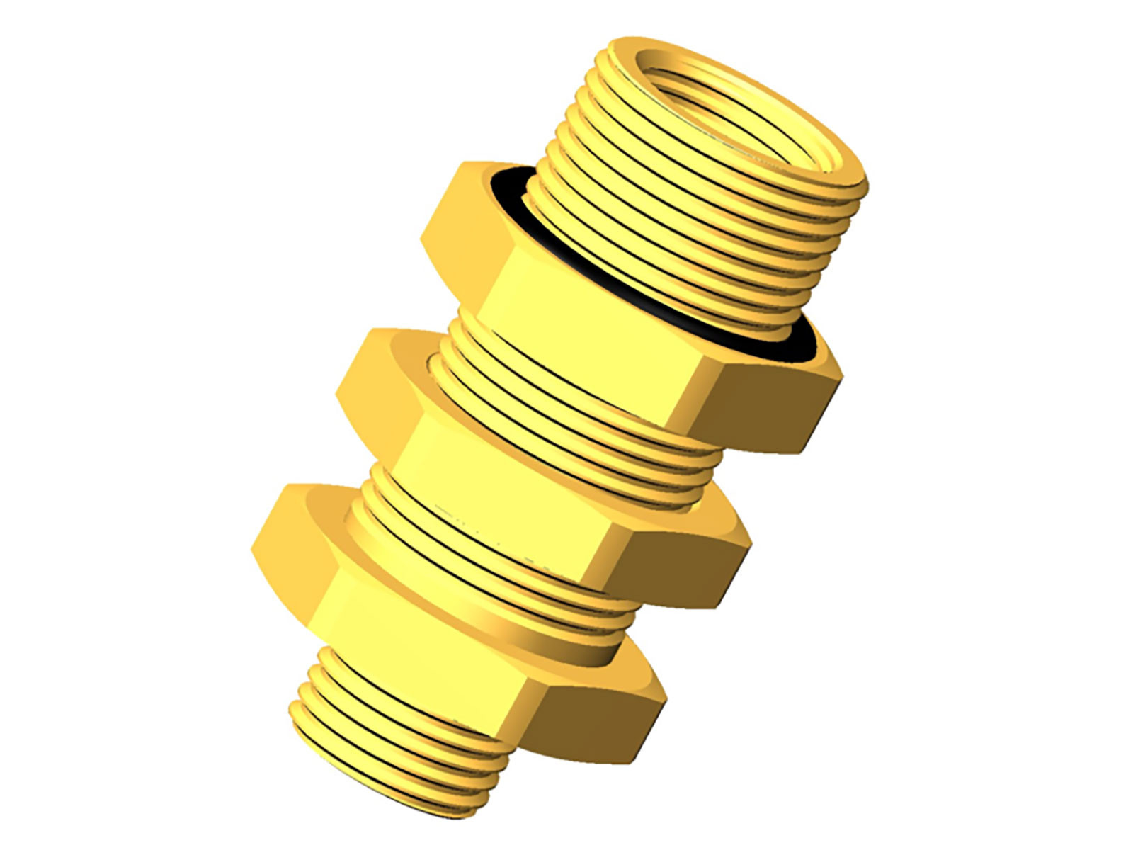 Raufoss skotgennemføring med møtrik og O-ring, M22X1,5 - M16X1