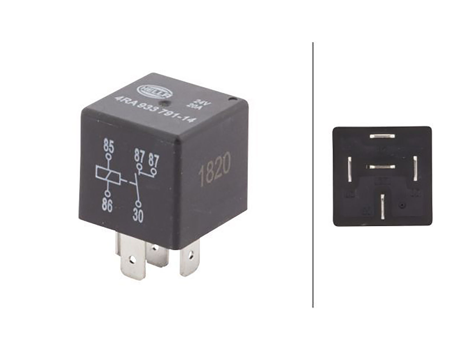 Arbeidsrele 24V 30A u/H 2X87