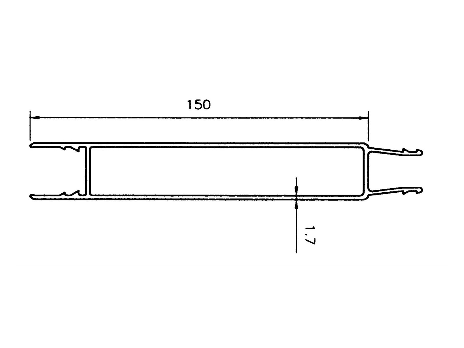 Mellomprofil 150 mm / 2,5 m - B101225