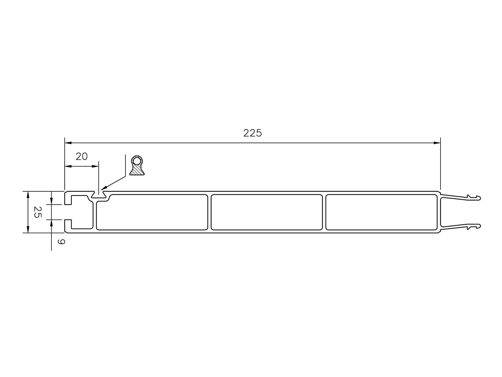 Underprofil 225 mm / 5 m - B101850